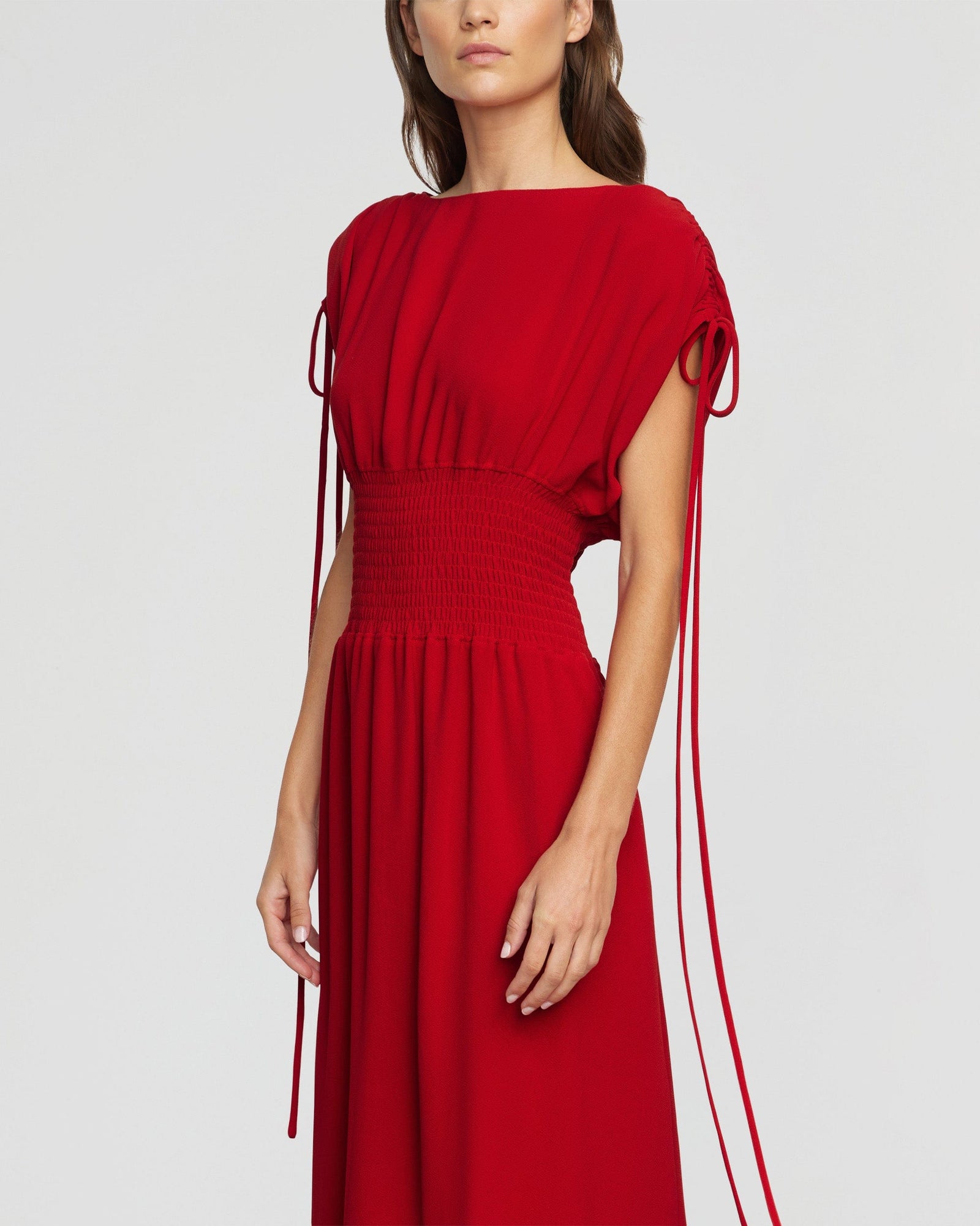 Renee | Ayumi Gathered-Shoulder Dress in Size Small