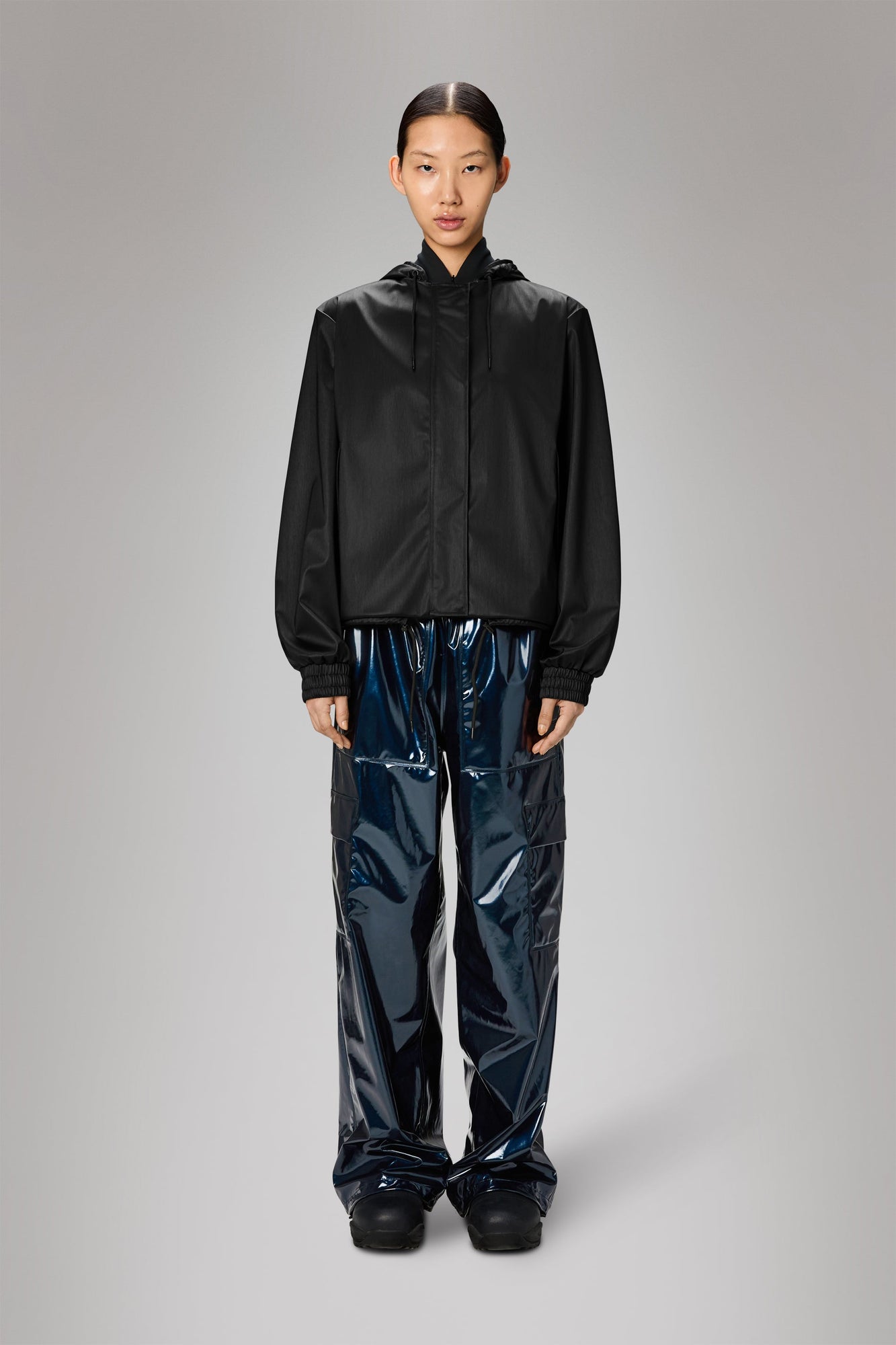 RAINS String W Jacket Black Grain Jacket