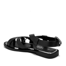 Cargo Sandal Flat | Black Faux Nappa