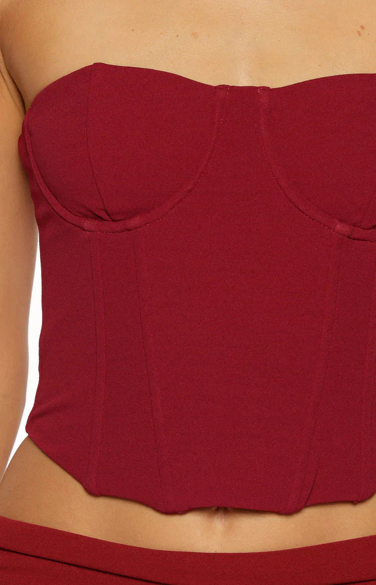 Bellah Strapless Corset Top | Burgundy