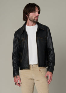 Rider Cognac Sanded Jacket in premium leather – rugged, stylish, and durable men's leather jackets for everyday wear