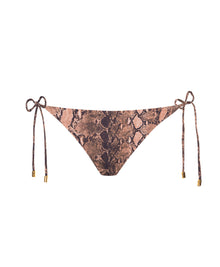 Boa tie-side bikini bottom with ruched back, paired with Paige Triangle Top