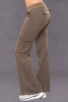 Women | Lightweight Fleece Wide Leg Cargo Sweatpant | Olive
