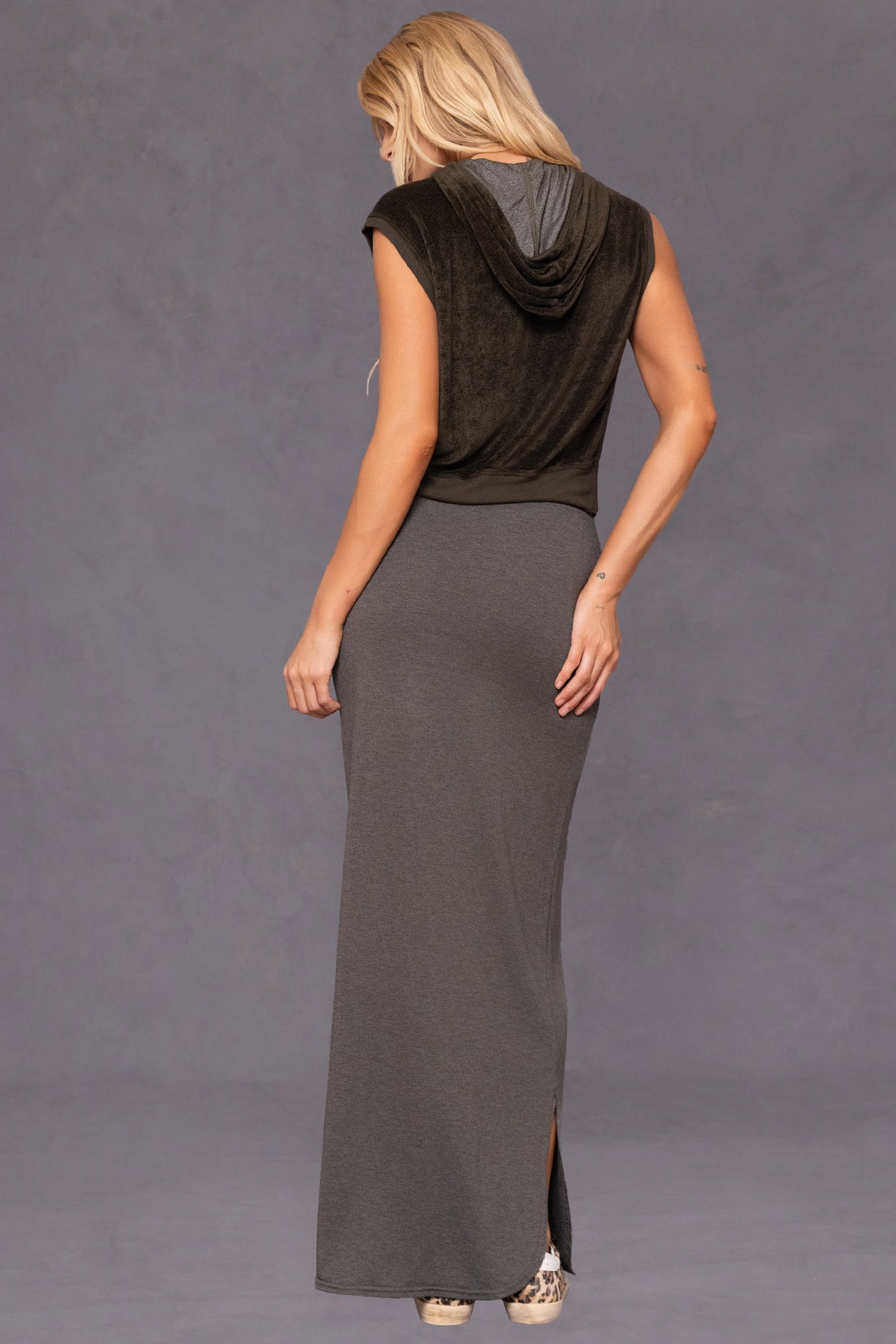 Women | Butter Terry Shirttail Maxi Skirt | Olive