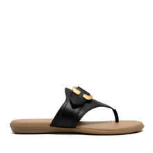 Glitz Sandal Flat | Black Faux Nappa