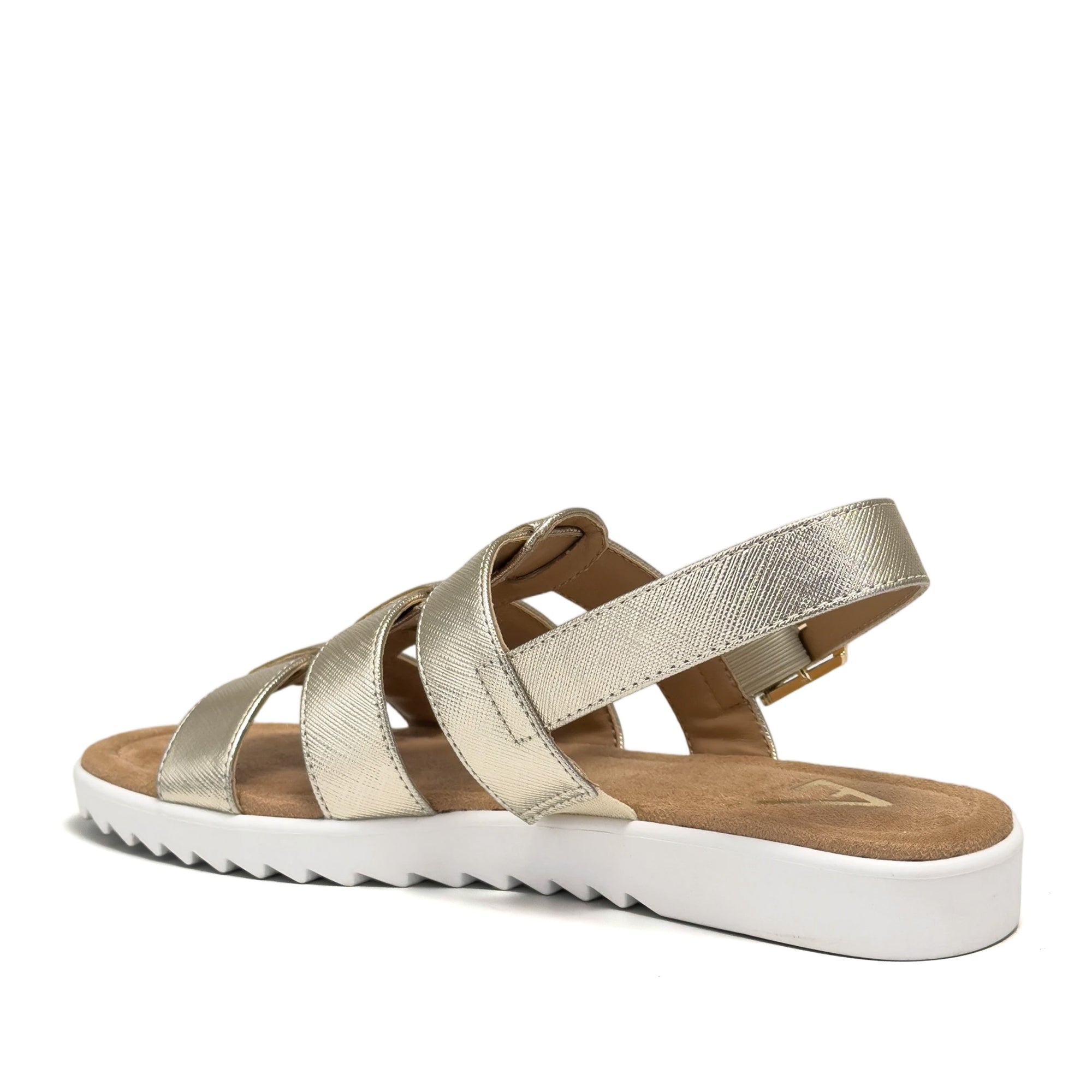 Jara Sandal Flat | Soft Gold Faux Nappa