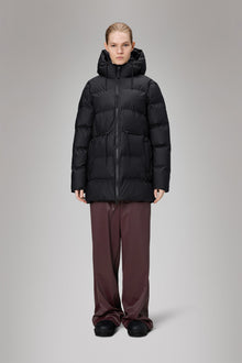 Rains Alta Long Puffer String W Jacket Black Jacket