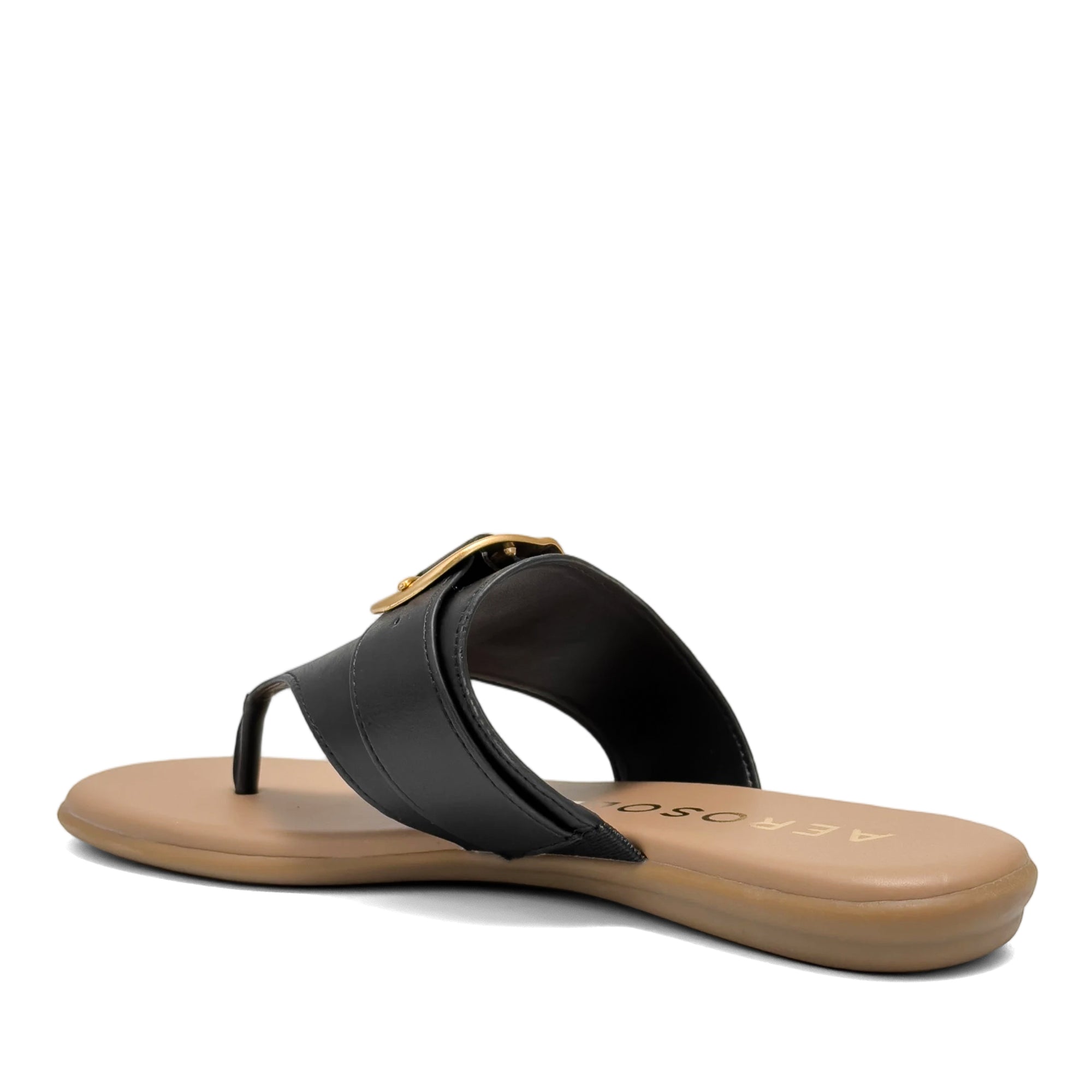 Glitz Sandal Flat | Black Faux Nappa