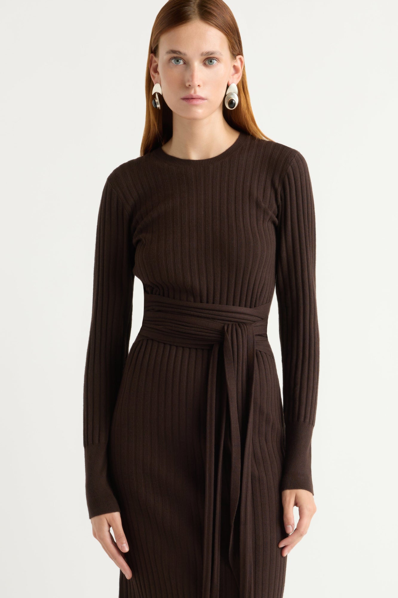 Kelsey | Carmen Ribbed Long-Sleeve Wrap Dress in Size Small
