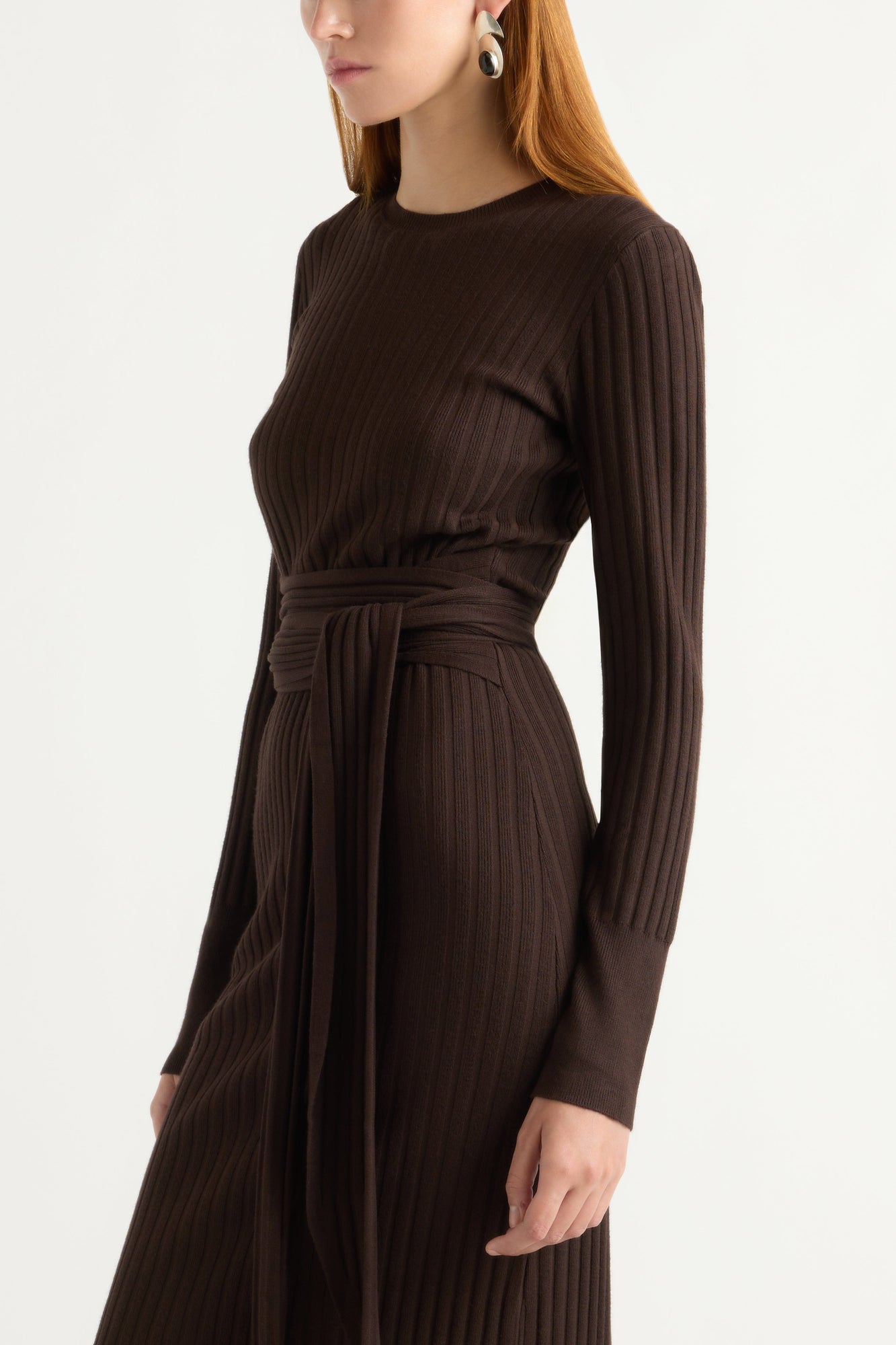 Kelsey | Carmen Ribbed Long-Sleeve Wrap Dress in Size Small