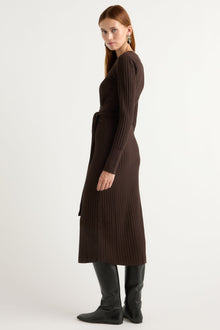 Kelsey | Carmen Ribbed Long-Sleeve Wrap Dress in Size Small