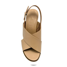 Dayonara Sandal Wedge | Beige Bisque Faux Soft Nappa