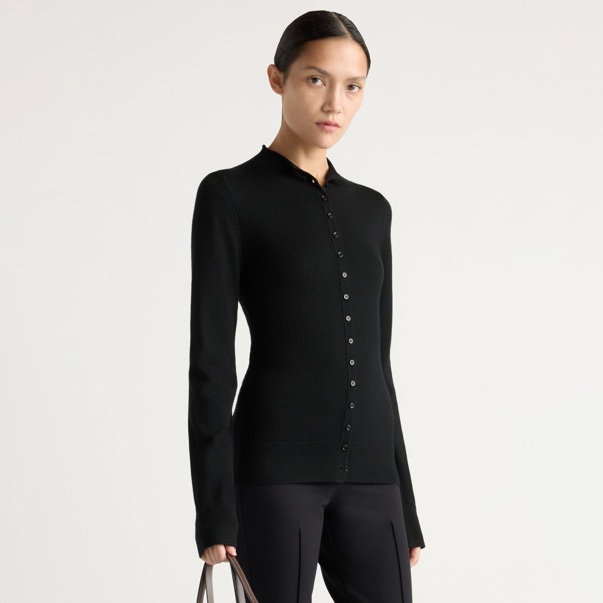 Charlotte | Charlene Wool Button Mock-Neck Sweater in Size Small