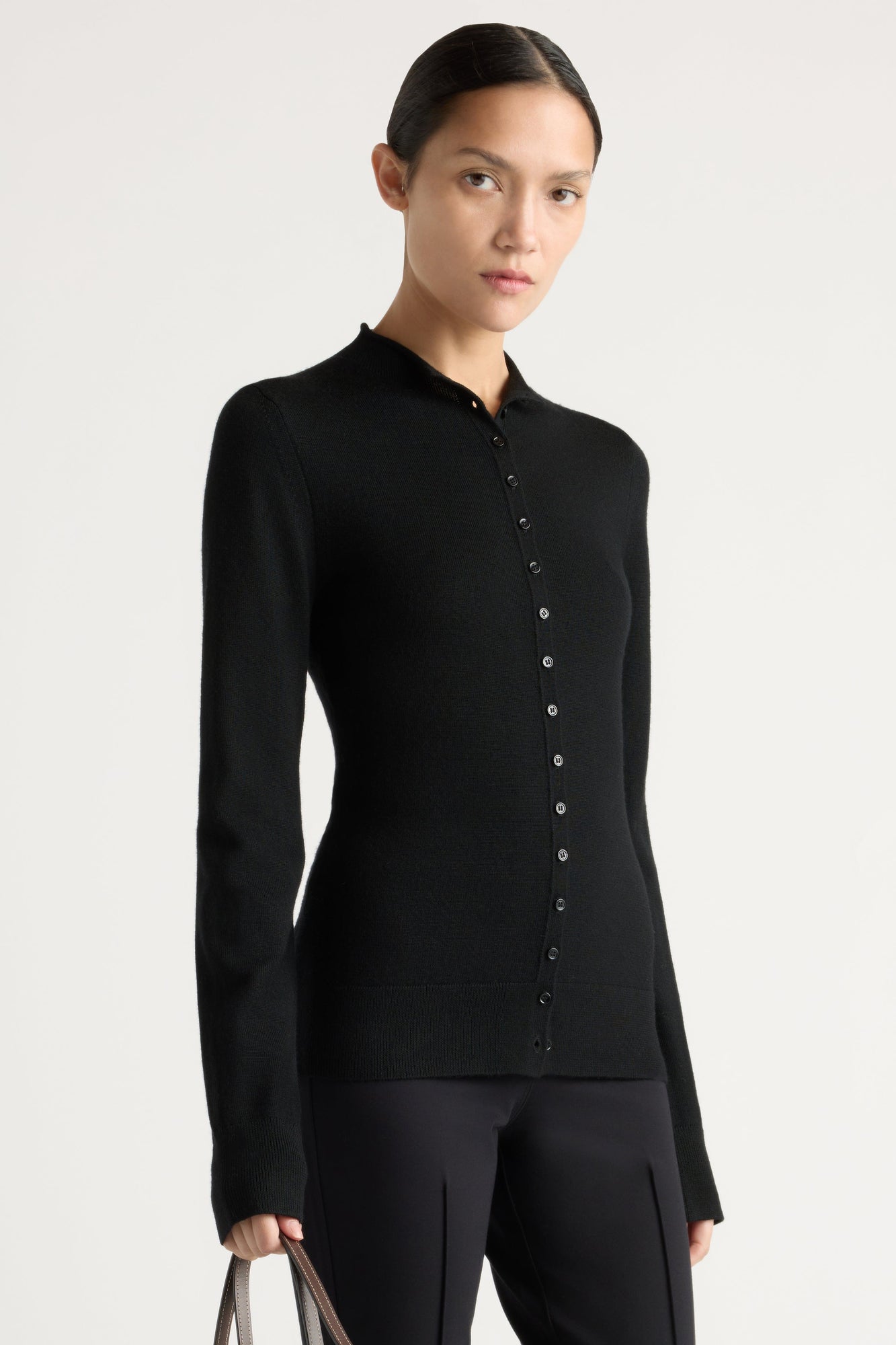 Charlotte | Charlene Wool Button Mock-Neck Sweater in Size Small