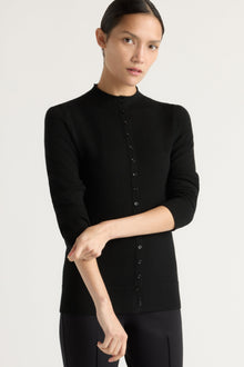 Charlotte | Charlene Wool Button Mock-Neck Sweater in Size Small