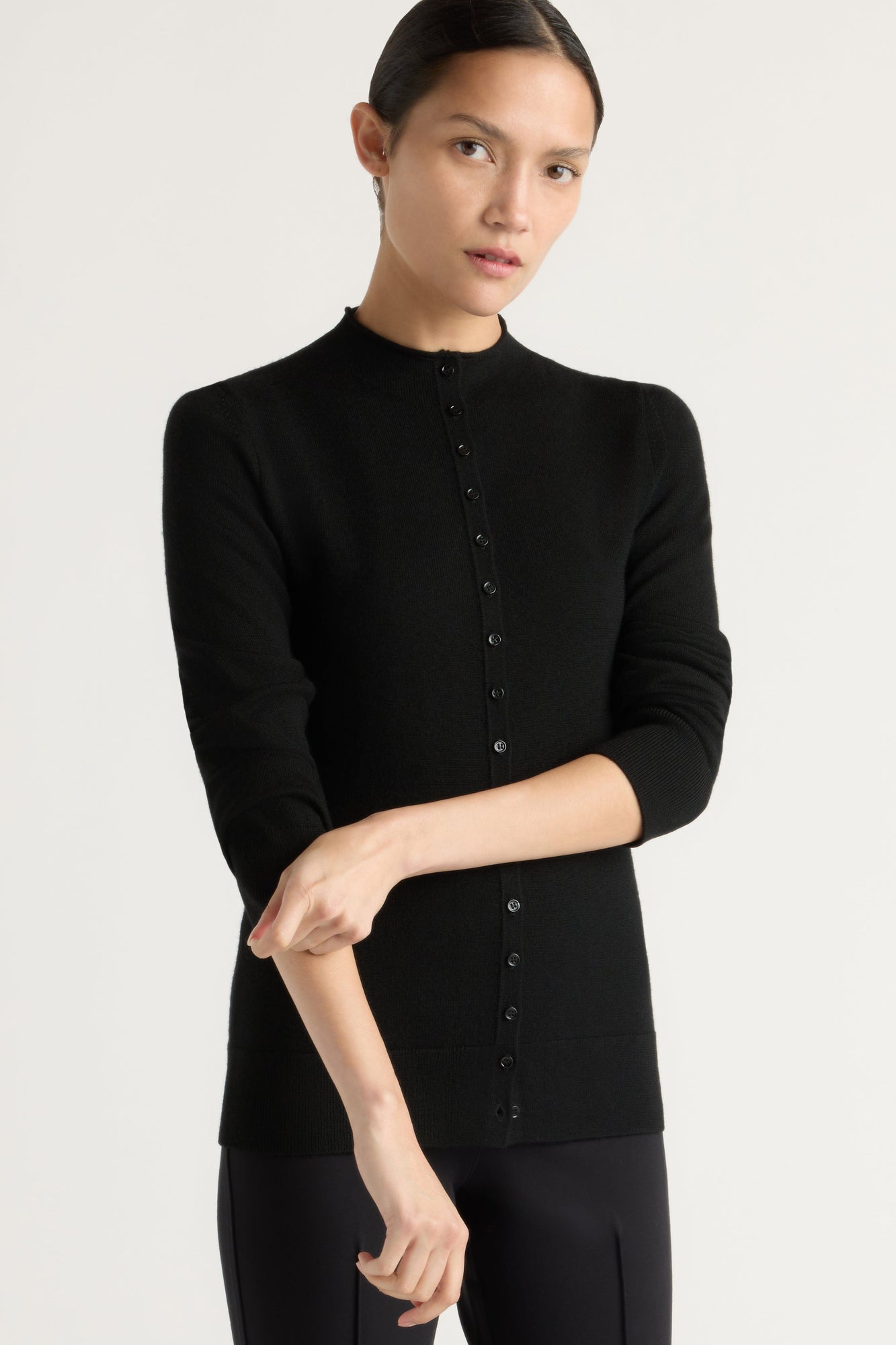 Charlotte | Charlene Wool Button Mock-Neck Sweater in Size Small