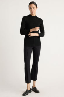 Charlotte | Charlene Wool Button Mock-Neck Sweater in Size Small