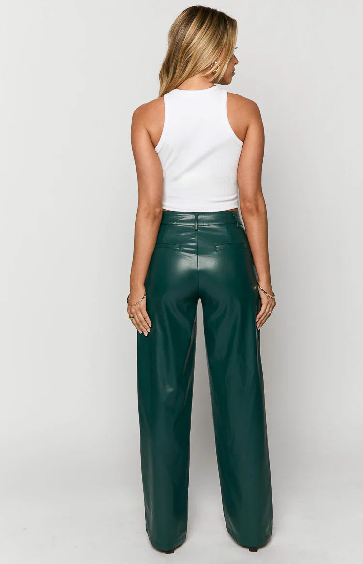 Cool Shade PU Pants | Forest Green