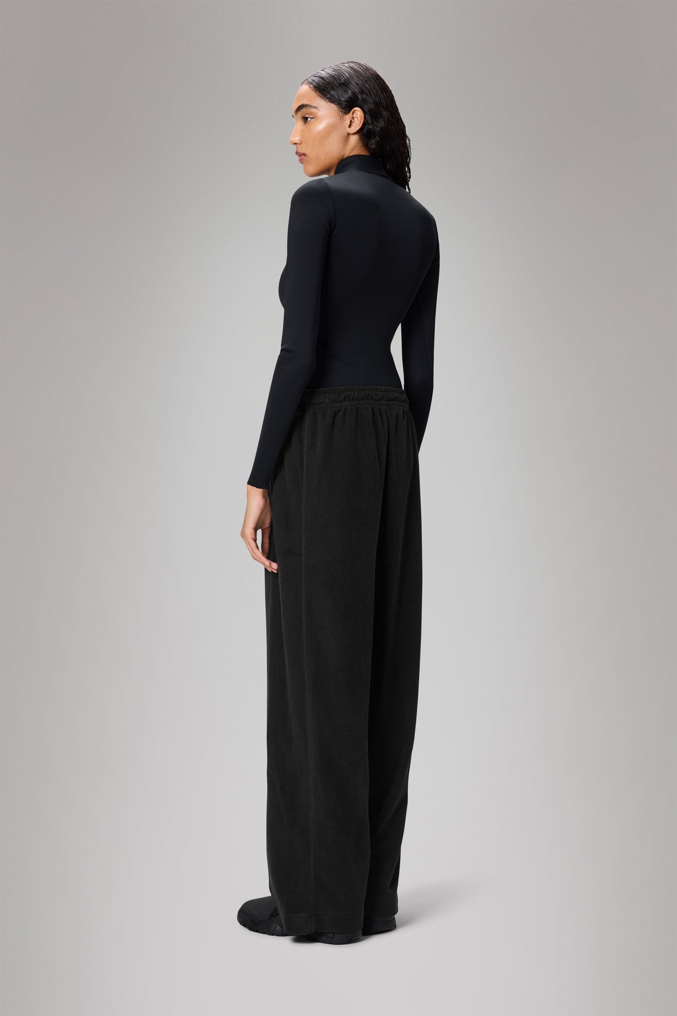 RAINS Addis Fleece Pants Wide Black Pants