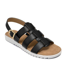 Jara Sandal Flat | Black Faux Nappa