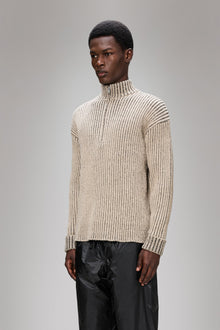 RAINS Sapa Half Zip Knit Beige/Black Long Sleeve