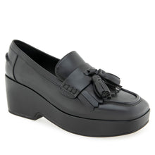 Chaeli Tailored Loafer | Black Faux Burnished Calf