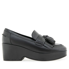 Chaeli Tailored Loafer | Black Faux Burnished Calf