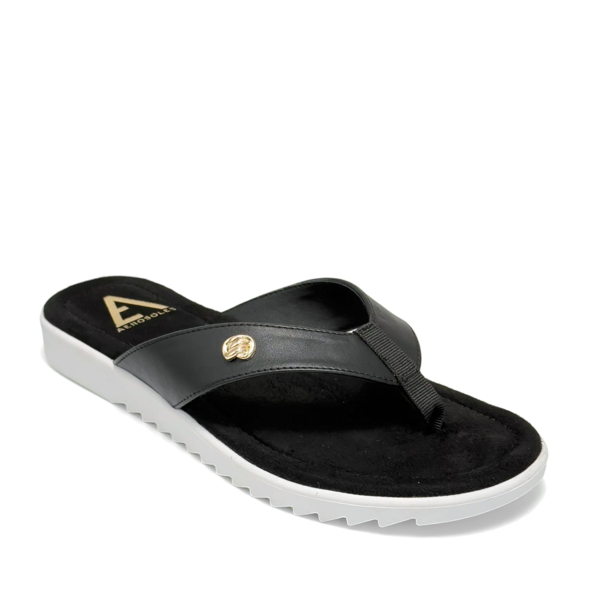 Jordyn Sandal Thong | Black Faux Nappa