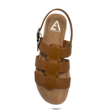 Jara Sandal Flat | Tan Faux Nappa