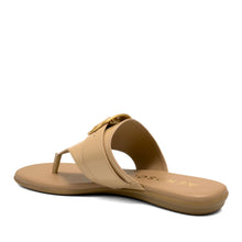 Glam Sandal Flat | Beige Bisque Faux Patent