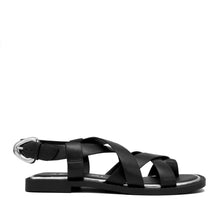 Cargo Sandal Flat | Black Faux Nappa