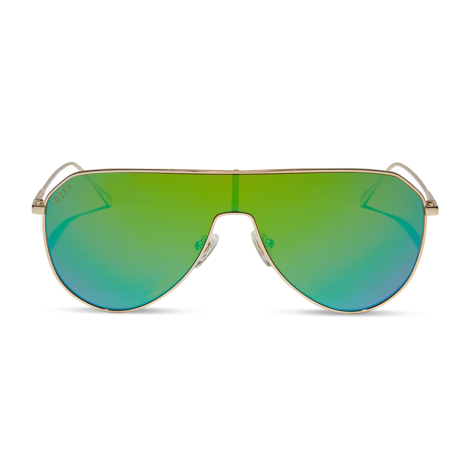 Womens | Dash Shield Sunglasses | Gold | Green Lenses