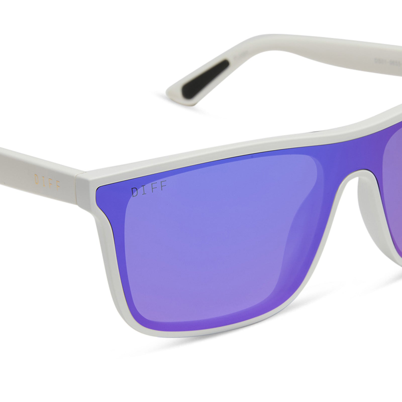 Unisex | Flash Sunglasses | Matte White | Purple Polarized Lenses