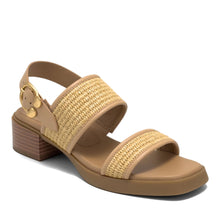 Dove Sandal Block Heel | Natural/Beige Bisque Basket Raffia/Faux Soft Nappa