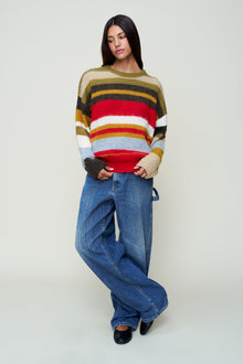 Womens | Hawley Oversized Stripe Wool Jumper | Olive