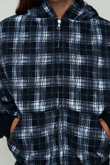 Womens | Charli Hooded Quilted Jacket | Black Plaid