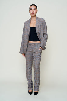 Womens | Cora Ruched Hem Tartan Pant | Green Tartan