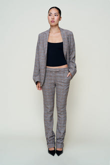 Womens | Cora Ruched Hem Tartan Pant | Green Tartan