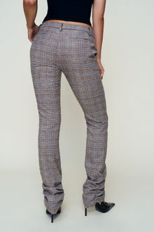 Womens | Cora Ruched Hem Tartan Pant | Green Tartan