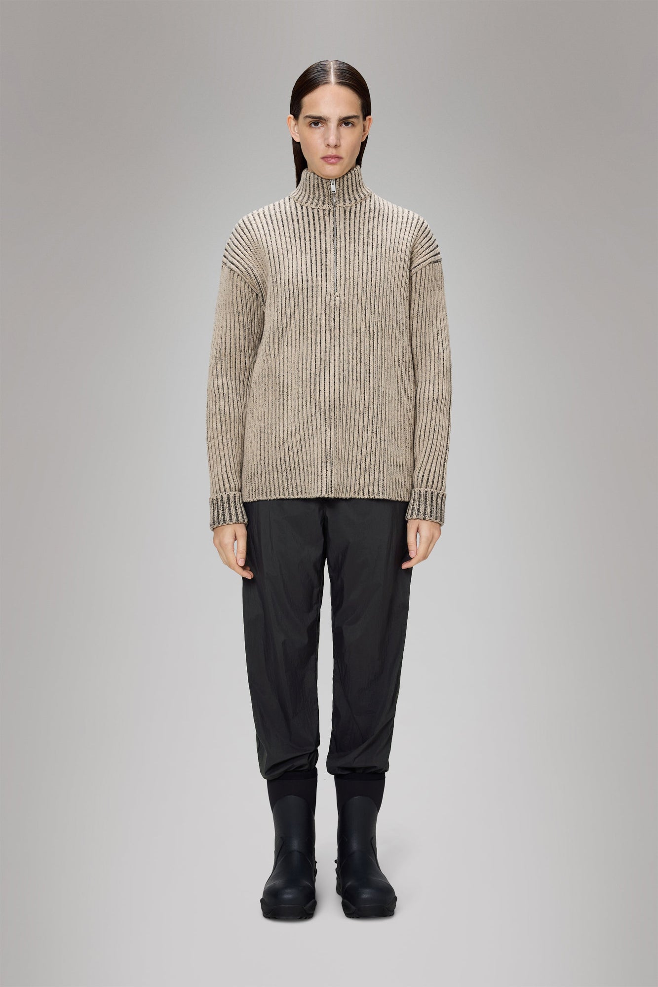 Unisex | Sapa Half Zip Knit | Beige/Black