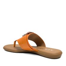 Glitz Sandal Flat | Melon Faux Crinkle Patent