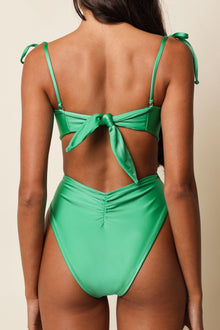 Paula Tie Up Bikini Bottom | Emerald Shimmer