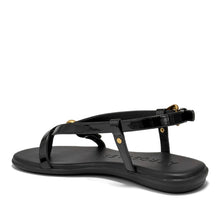 Iride Sandal Flat | Black Faux Patent