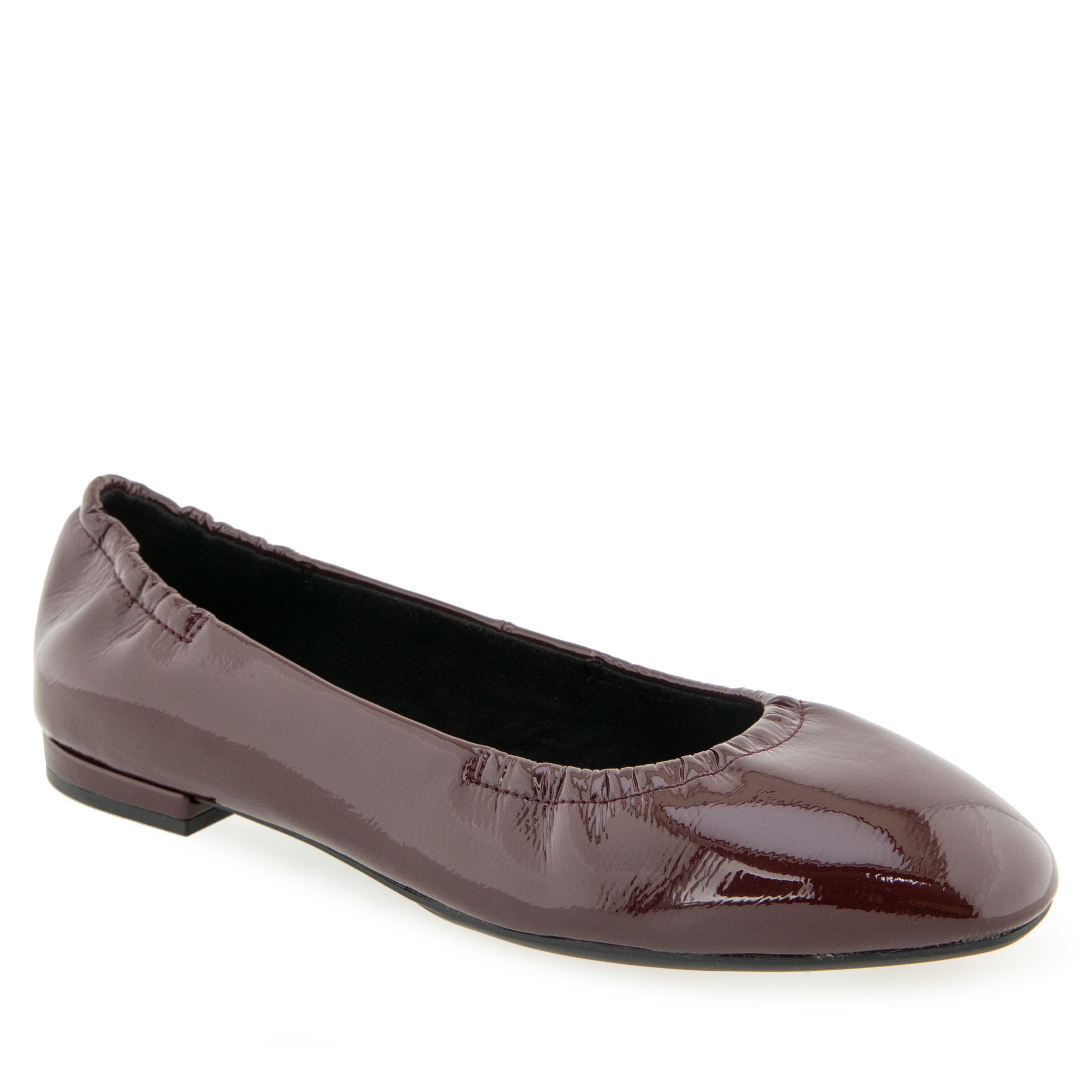 Antonia Dress Flat | Merlot Faux Crinkle Patent