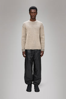 RAINS Sapa Knit Crew Neck Beige/Black Long Sleeve