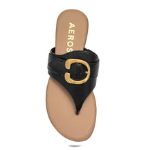 Glitz Sandal Flat | Black Faux Nappa