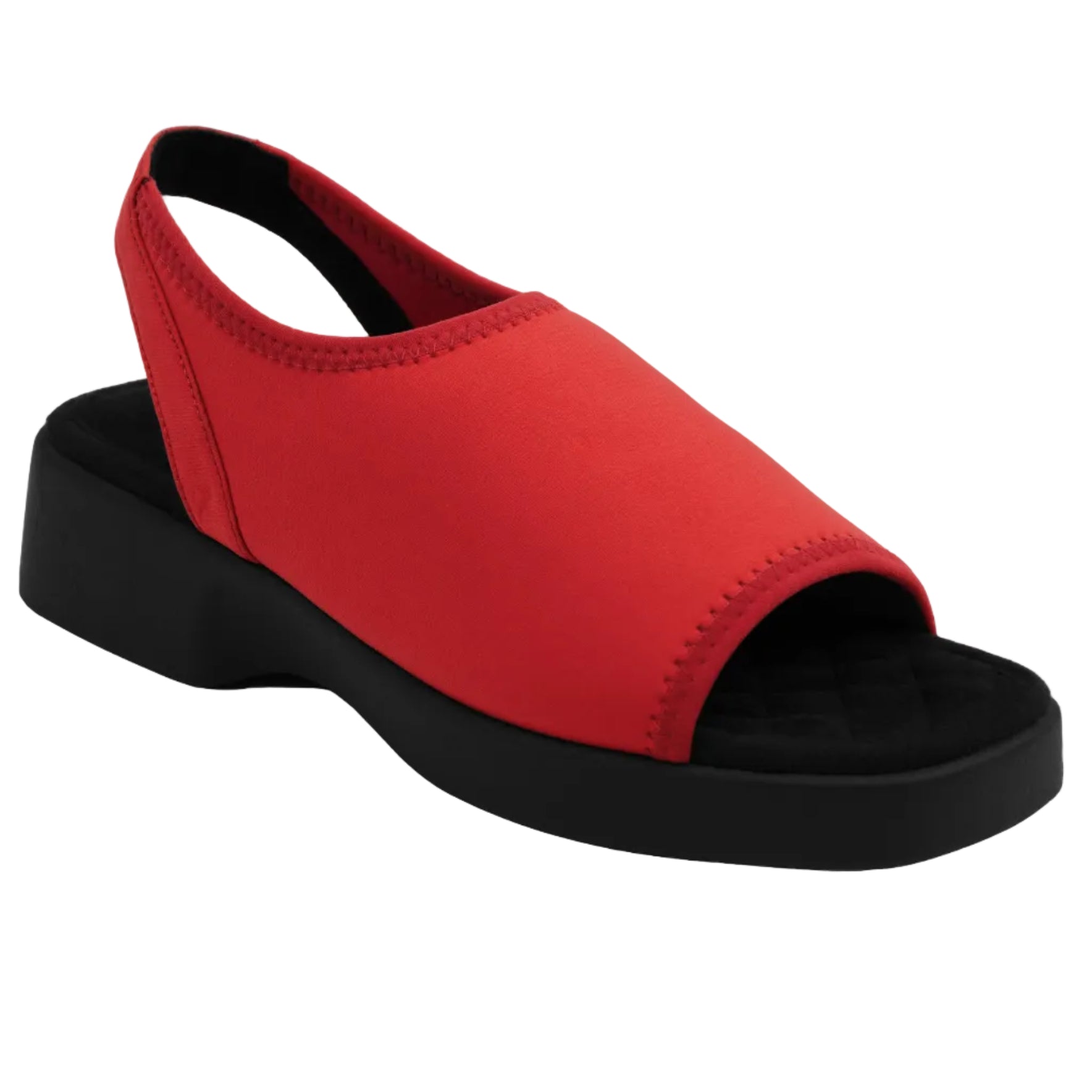 Azura Sandal Flat | Racing Red Stretch Gaberdine