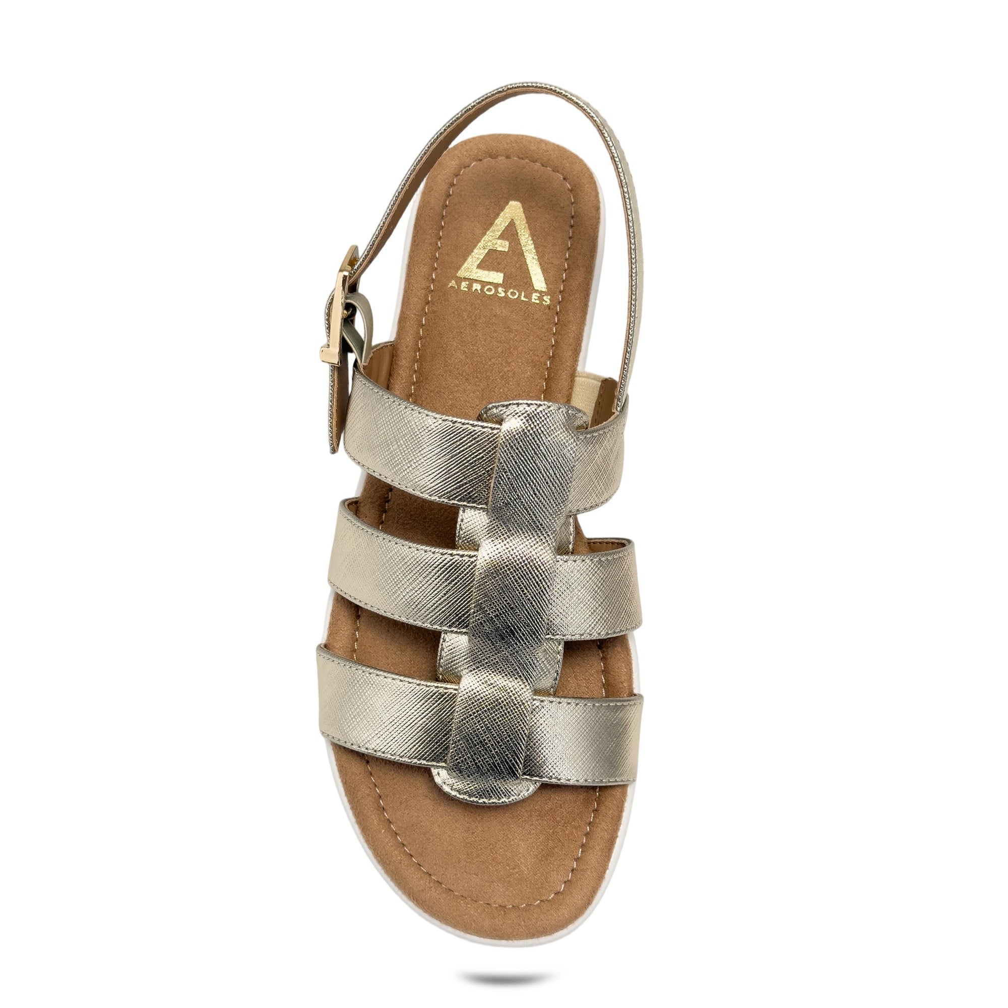 Jara Sandal Flat | Soft Gold Faux Nappa