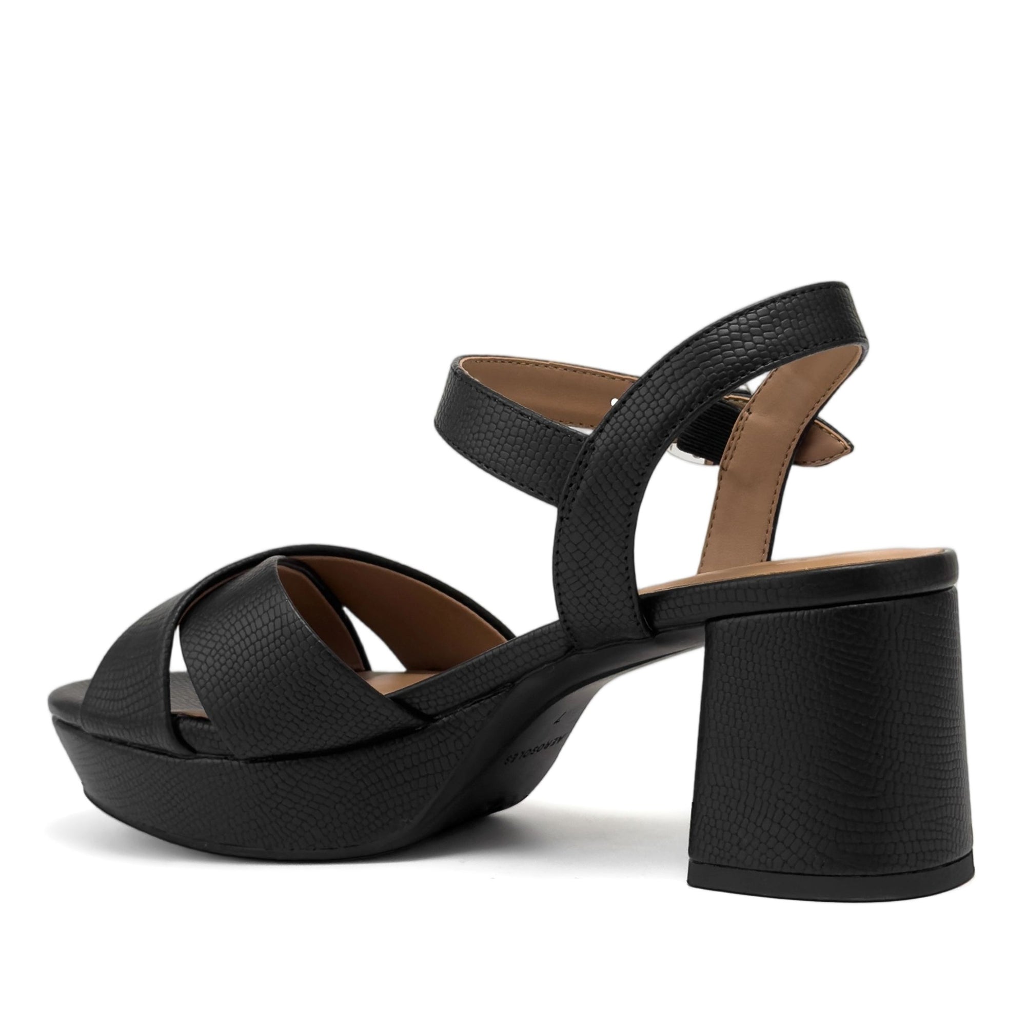 Charlye Sandal Platform | Black Faux Lizard