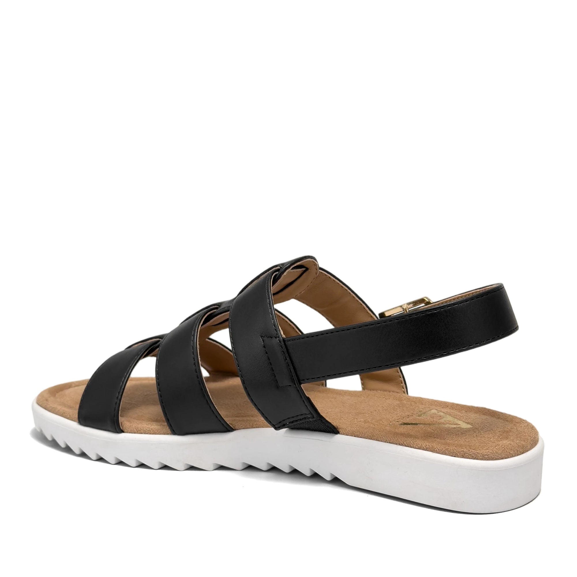 Jara Sandal Flat | Black Faux Nappa